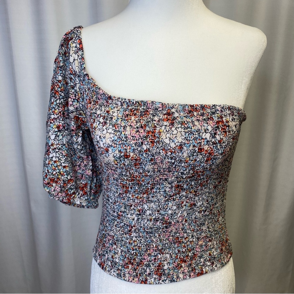 Willow and Root (from Buckle) asymmetrical multi-color woven shirt. Size Large